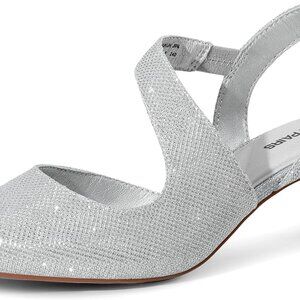 Women's Glitter Kitten Heels 1.7 Inch Low Heel Pointed Toe Party Pumps